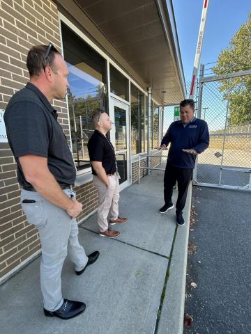  Nick LaLota (right) spoke with local air traffic controllers at Long Island McArthur Airport in Islip, NY